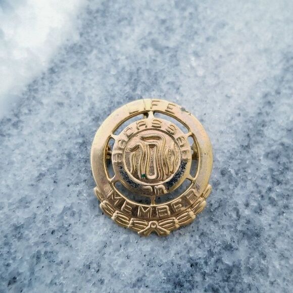 Vintage Little Gold Tone Life Member Pin, Brooch, Pendant, Estate - Picture 1 of 4